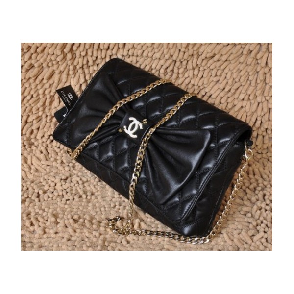 Chanel 2011 Classic Lembo Tie Borsa Agnello Nero E Dettagli