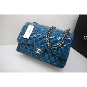 Chanel 2011 Dark Green Patent Borse Jumbo Flap Con Silver Hw