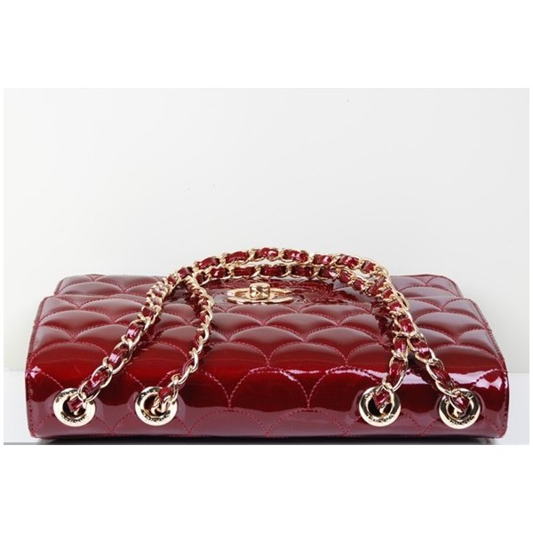 Chanel 2011 Dark Red Pesce Scala Vene Borsa In Pelle Vernice Con