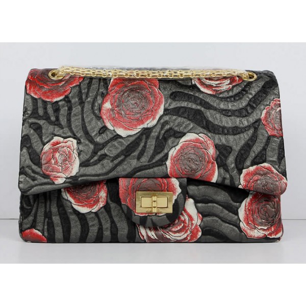 Chanel 2011 Flap Bag Agnello Nero Con Dettaglio Camelia Rilievo