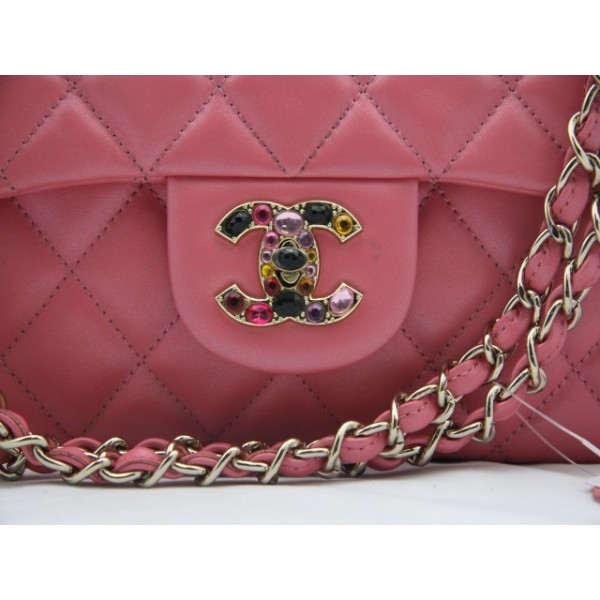 Chanel 2011 Flap Bag Agnello Rosa Con Lusso Multi Pierre Chiusur