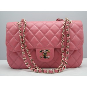 Chanel 2011 Flap Bag Agnello Rosa Con Lusso Multi Pierre Chiusur