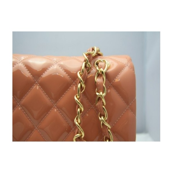 Chanel 2011 Flap Bag In Vernice Marrone Chiaro Con I Recenti Ghw