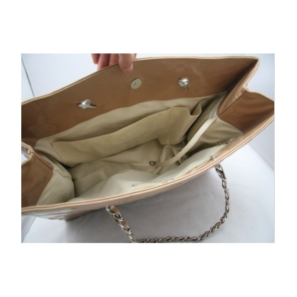 Chanel 2011 Khaki Patent Leather Large Tote Borse