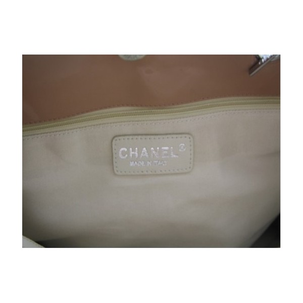 Chanel 2011 Khaki Patent Leather Large Tote Borse