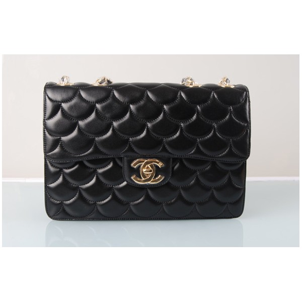 Chanel 2011 Pesce Scala Nera Flap Borse In Pelle Di Agnello Con