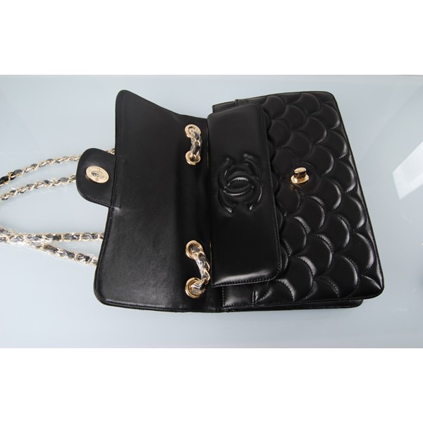 Chanel 2011 Pesce Scala Nera Flap Borse In Pelle Di Agnello Con