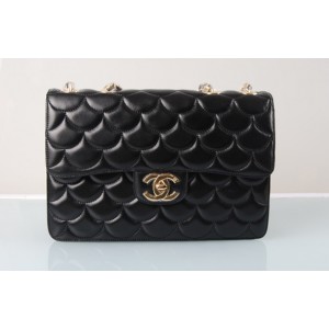 Chanel 2011 Pesce Scala Nera Flap Borse In Pelle Di Agnello Con