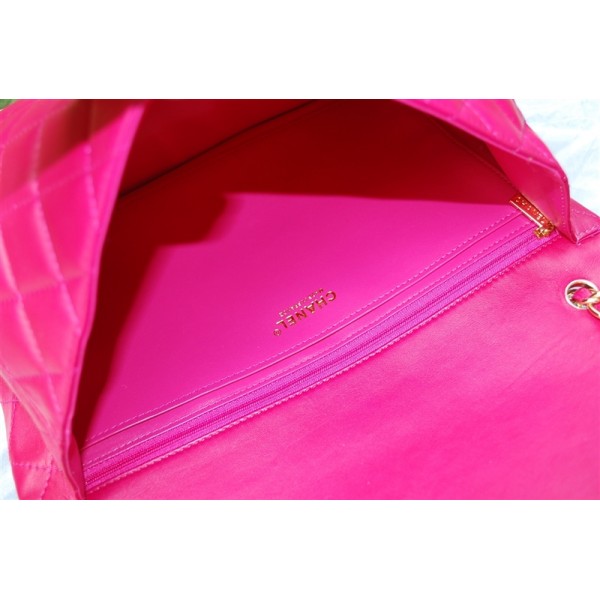 Chanel 2011 Rose Red Borse Flap In Pelle Con Hardware Oro
