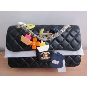 Chanel 2011 Valentine Borse Navy Blue Agnello Flap