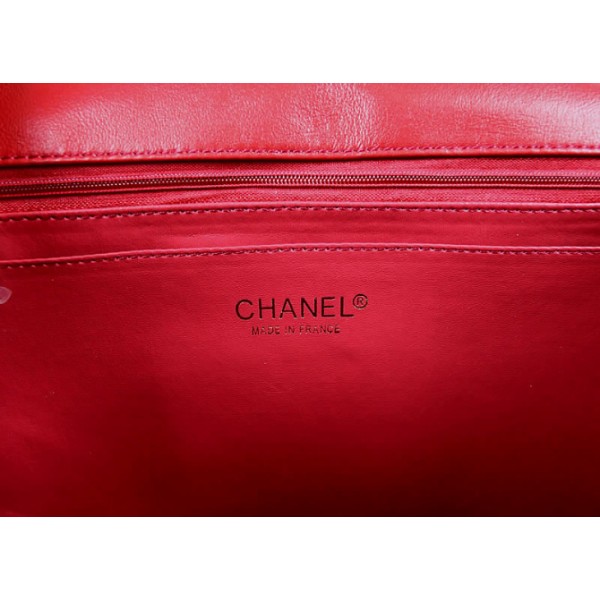 Chanel 2011 Agnello Borse Flap Rosso Con Camellia Rilievo Dettag