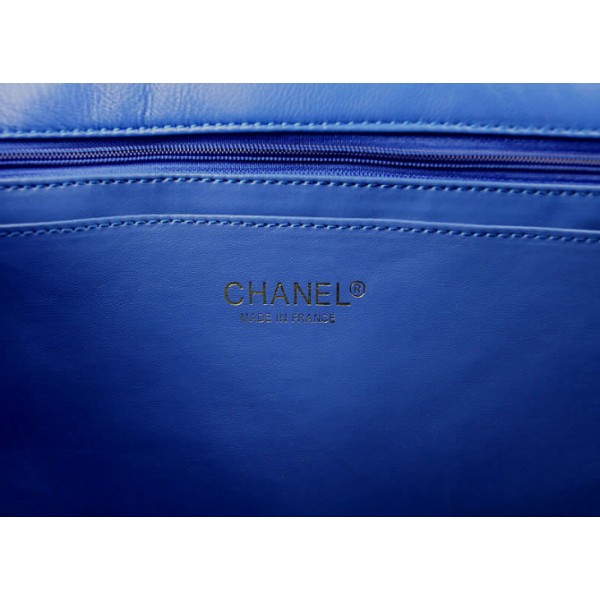 Chanel 2011 Agnello Borse Flap Blu Con Camellia Rilievo Dettagli