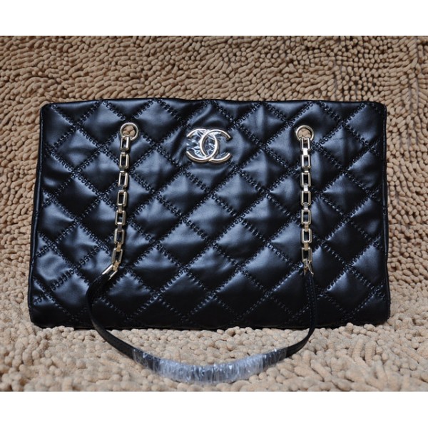 Chanel 2011 In Pelle Di Vitello Nera Classic Large Tote Con Firm