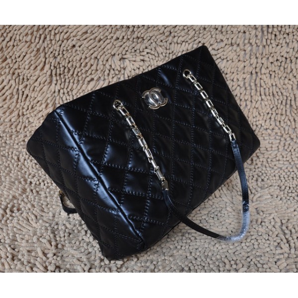 Chanel 2011 In Pelle Di Vitello Nera Classic Large Tote Con Firm