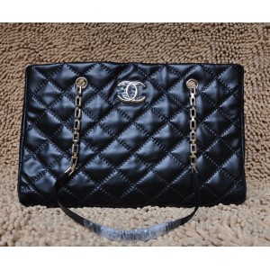 Chanel 2011 In Pelle Di Vitello Nera Classic Large Tote Con Firm