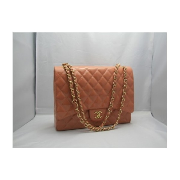 Chanel 2011 Marrone Chiaro Risvolto In Pelle Vernice Con Ghw Bor