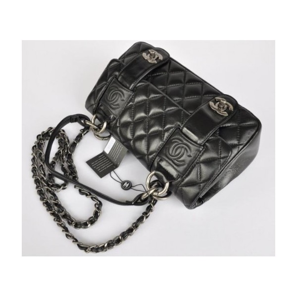 Chanel 2011 Nuovi Borse Agnello Nero Con Logo Doppia C