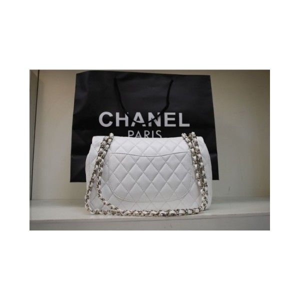 Chanel 255 Flap Bag Agnello Bianco Con Shw Classico