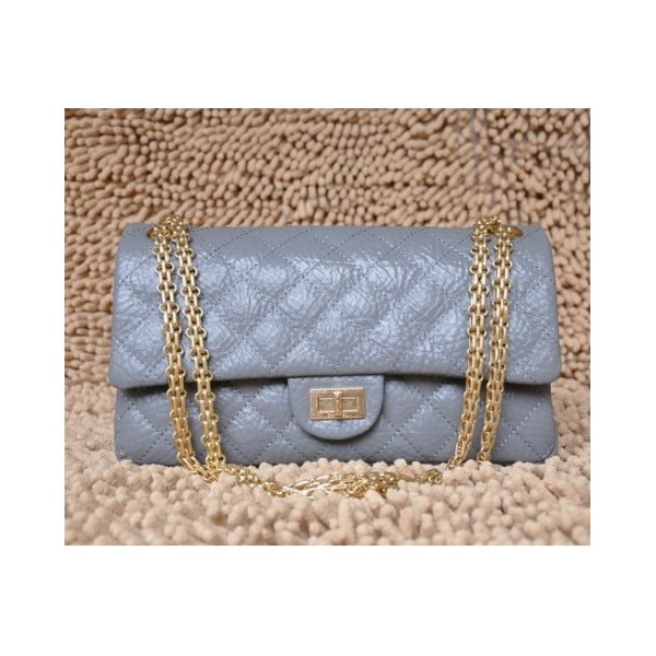 Chanel 28670 Borse Flap In Pelle Di Vitello Grigio Classic Con H