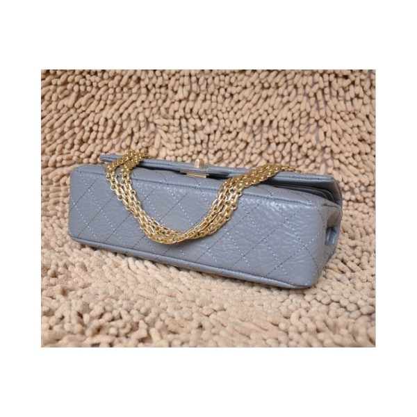 Chanel 28670 Borse Flap In Pelle Di Vitello Grigio Classic Con H