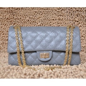 Chanel 28670 Borse Flap In Pelle Di Vitello Grigio Classic Con H