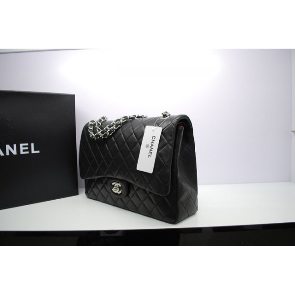 Chanel 36098 Nero Agnello Flap Bag Maxi Con Shw Importazione