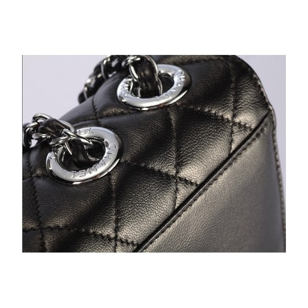 Chanel 48023 Nero Flap Borse Agnello Con Silver Hw