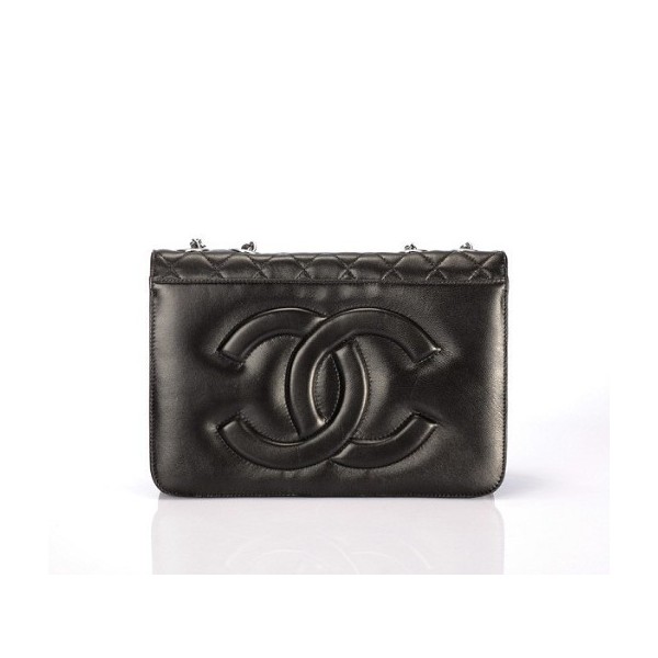 Chanel 48023 Nero Flap Borse Agnello Con Silver Hw