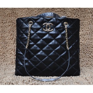 Chanel 50276 Nero Lavato Vitello Tote Di Grandi Dimensioni Con F