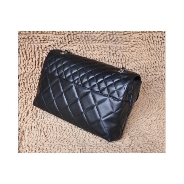 Chanel 50725 Black Flap Borse Agnello Con Silver Hw