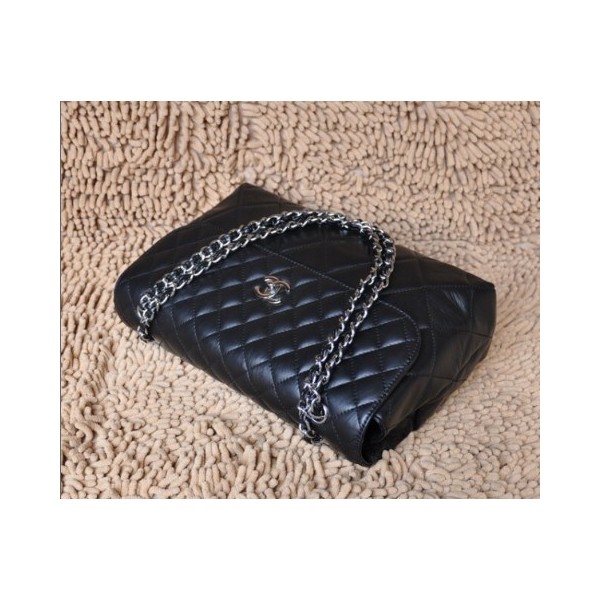 Chanel 50725 Black Flap Borse Agnello Con Silver Hw