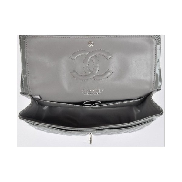 Chanel A01112 Borse Classic Flap In Pelle Verniciata Con Grigio