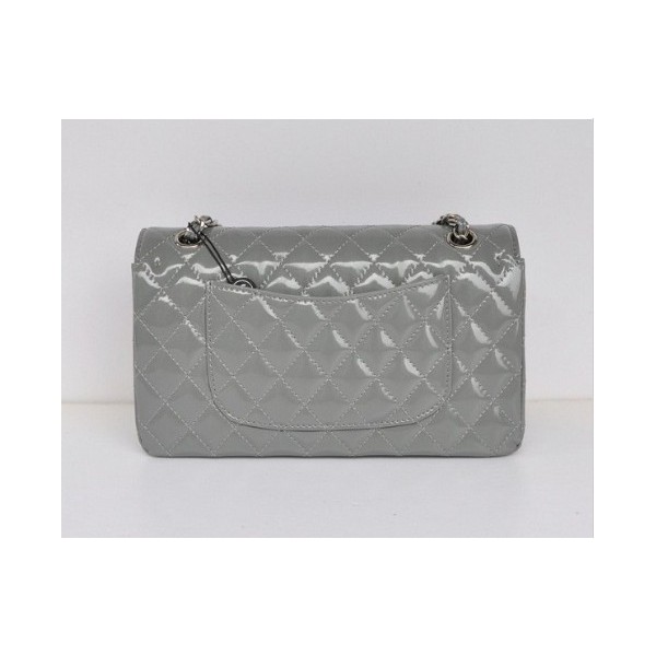 Chanel A01112 Borse Classic Flap In Pelle Verniciata Con Grigio