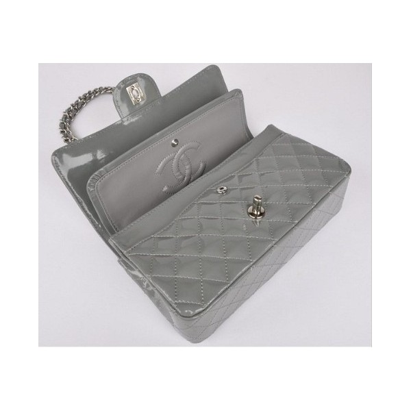 Chanel A01112 Borse Classic Flap In Pelle Verniciata Con Grigio