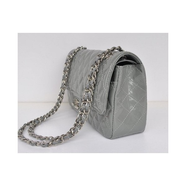 Chanel A01112 Borse Classic Flap In Pelle Verniciata Con Grigio