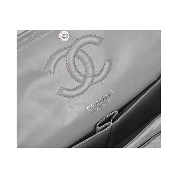 Chanel A01112 Borse Classic Flap In Pelle Verniciata Con Grigio