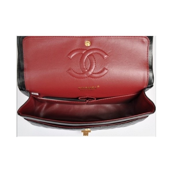 Chanel A01112 Flap Bag Agnello Nero Con Oro Signorina Blocco