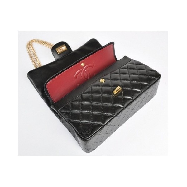 Chanel A01112 Flap Bag Agnello Nero Con Oro Signorina Blocco