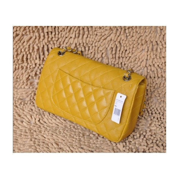 Chanel A01112 Giallo Caviar Leather Borse Flap Classic Con Shw