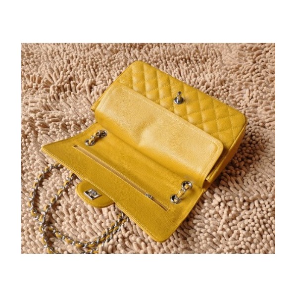 Chanel A01112 Giallo Caviar Leather Borse Flap Classic Con Shw