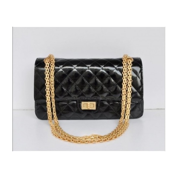 Chanel A01112 Nero Vene Lizard Leather Flap Borse Con Oro Hw