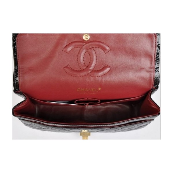 Chanel A01112 Nero Vene Lizard Leather Flap Borse Con Oro Hw