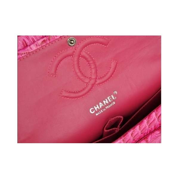 Chanel A01112 Peach Croc Veins Leather Flap Borse