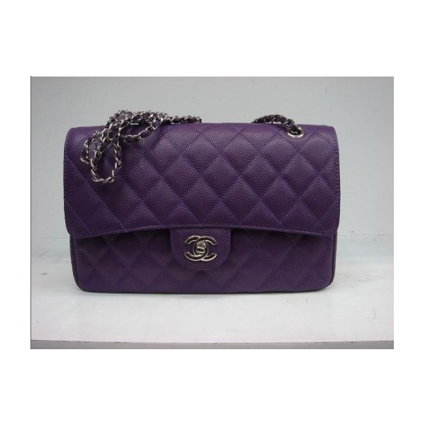 Chanel A01112 Viola Caviar Flap Borse In Pelle Con Ecs