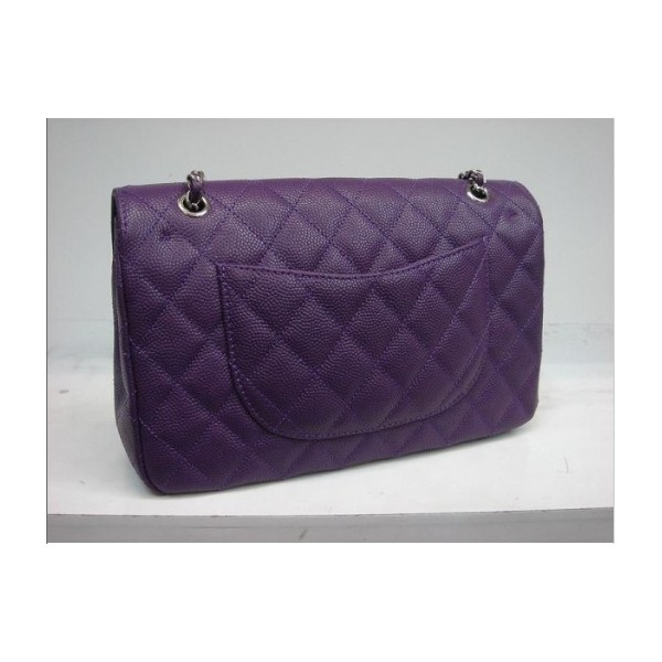 Chanel A01112 Viola Caviar Flap Borse In Pelle Con Ecs