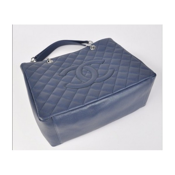 Chanel A20995 Classic Gst Caviar Blue Shopping Bag Con Ecs