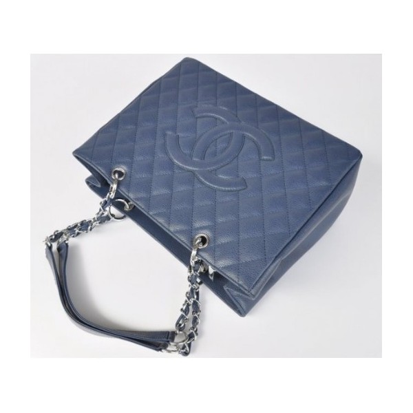 Chanel A20995 Classic Gst Caviar Blue Shopping Bag Con Ecs
