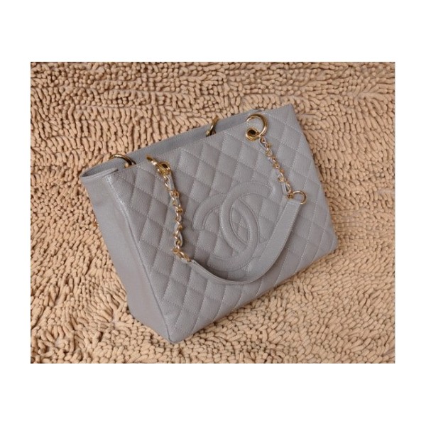 Chanel A20995 Classic Gst Shopping Tote Bag Grigio Caviar Con Gh