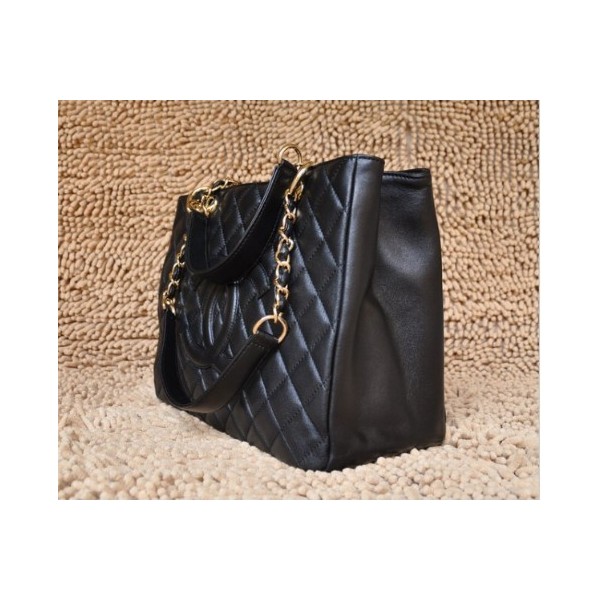 Chanel A20995 Gst Shopping Tote In Pelle Di Agnello Nero Con Oro