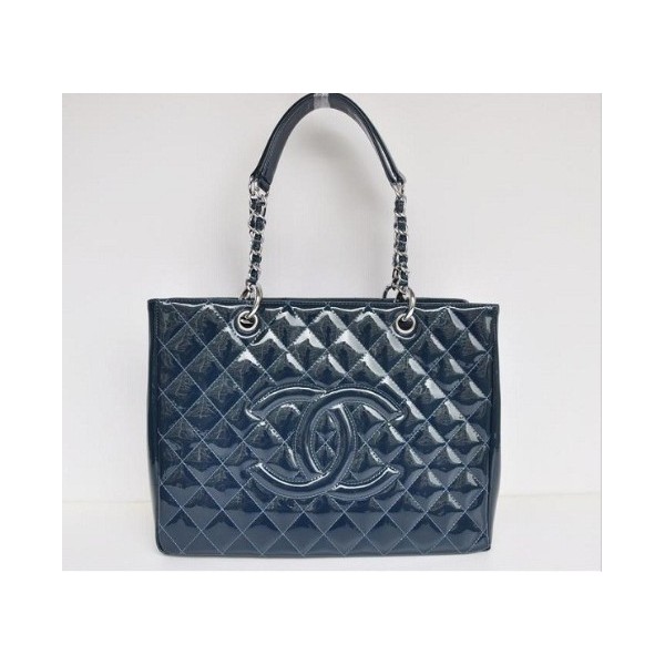 Chanel A20995 Gst Shopping Tote In Vernice Blu Con Shw